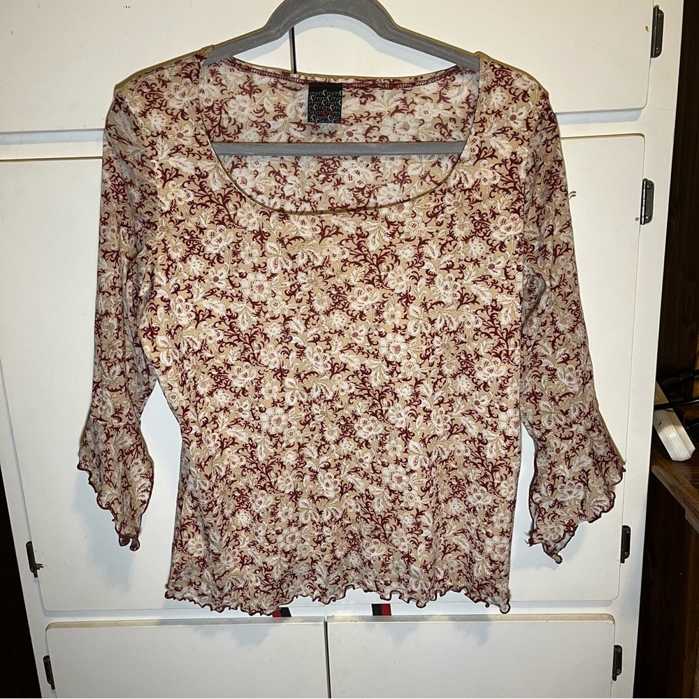 Women’s pattern blouse mid sleeve ruffled
